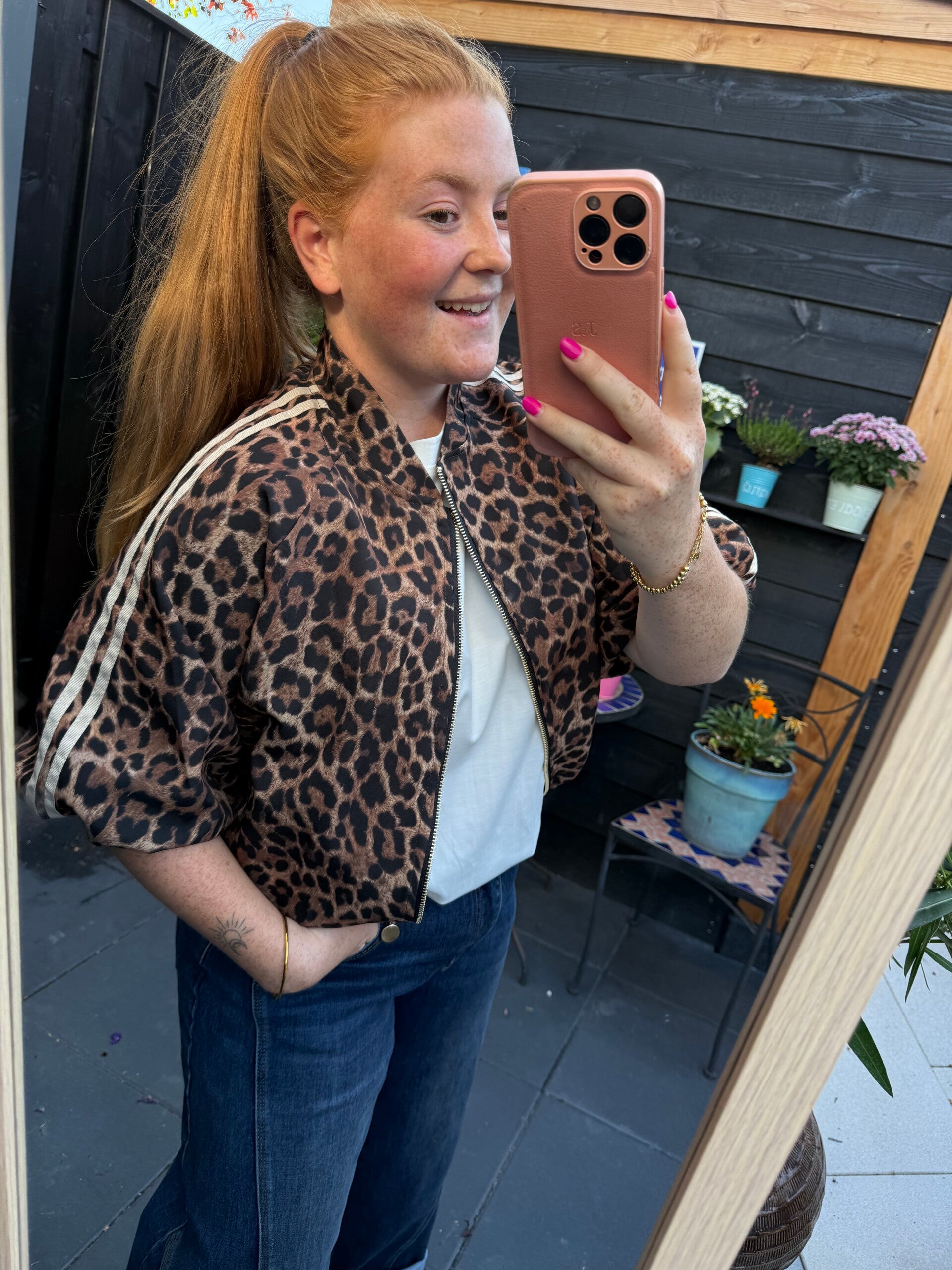 Striped leopard bomber jasje