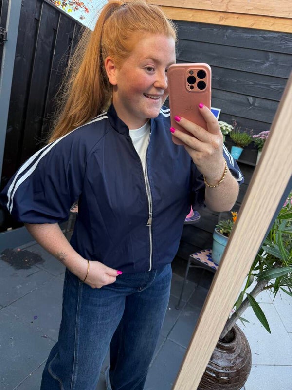 Striped bomber jasje - Navy wit