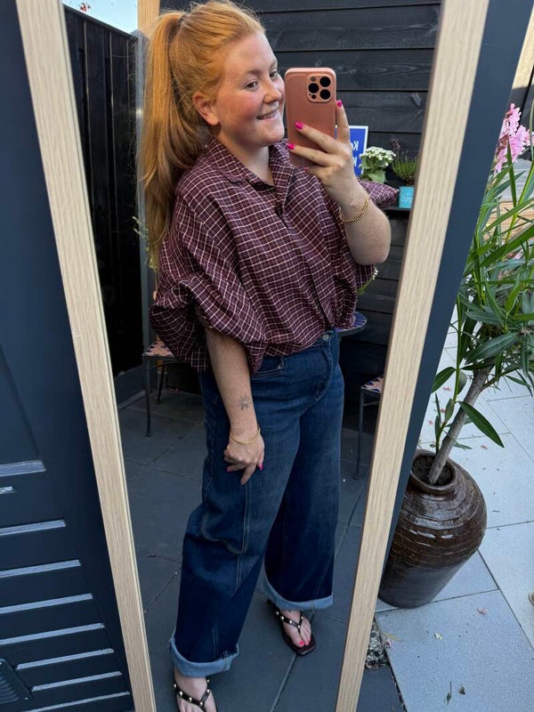 Blouse ruit oversized - Bordeaux