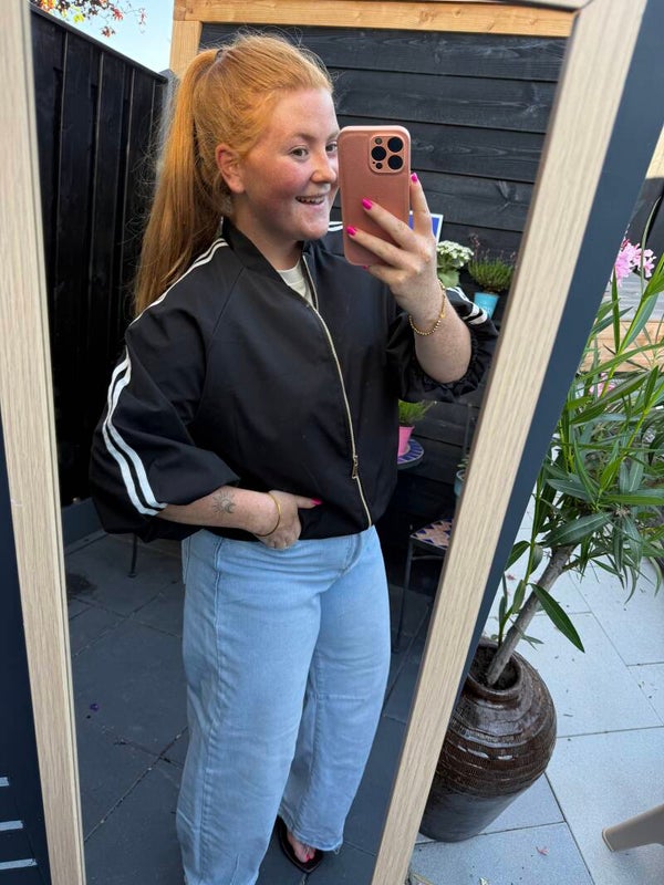 Striped bomber jasje - Zwart wit