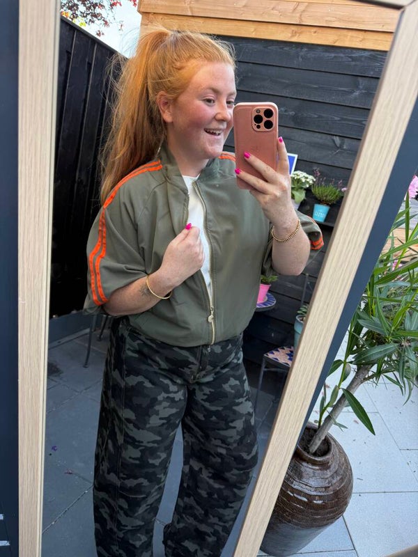 Striped bomber jasje - Army oranje