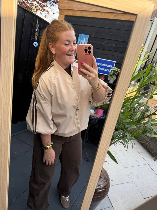 Striped bomber jasje - beige