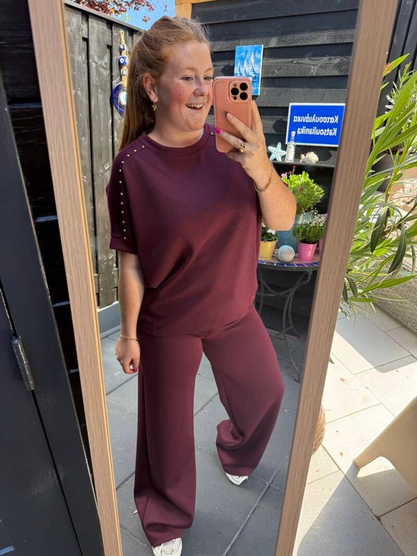 2 piece set studs - Bordeaux