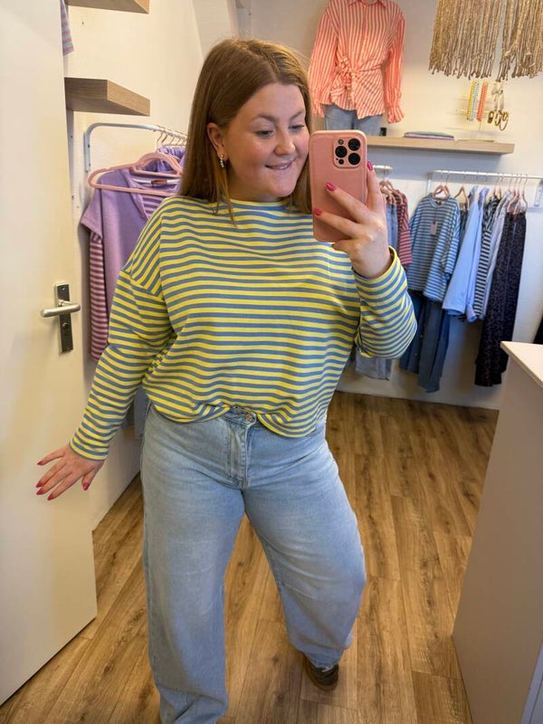 Striped longsleeve - Geel blauw