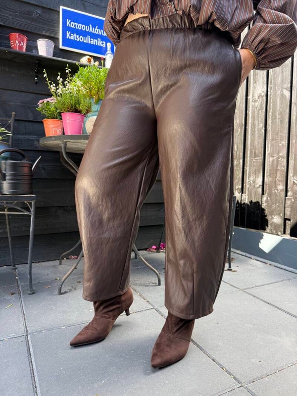 Pu leren balloon broek - Bruin