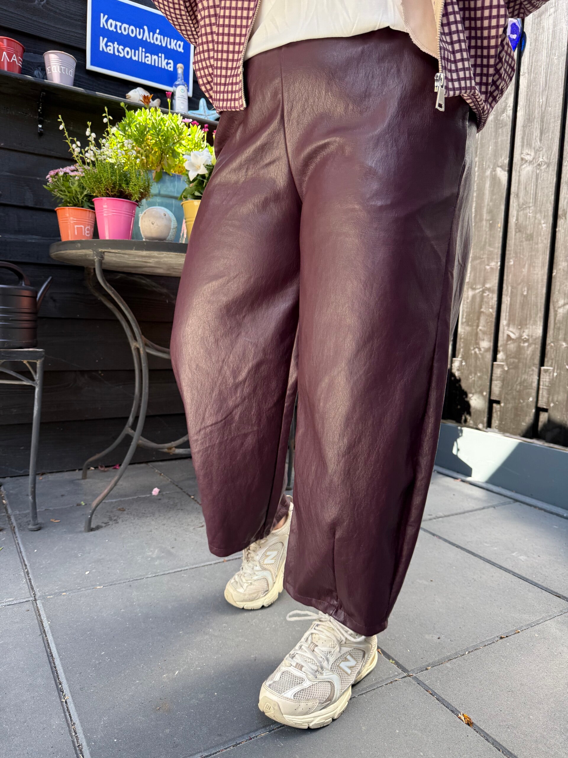 Pu leren balloon broek - Bordeaux