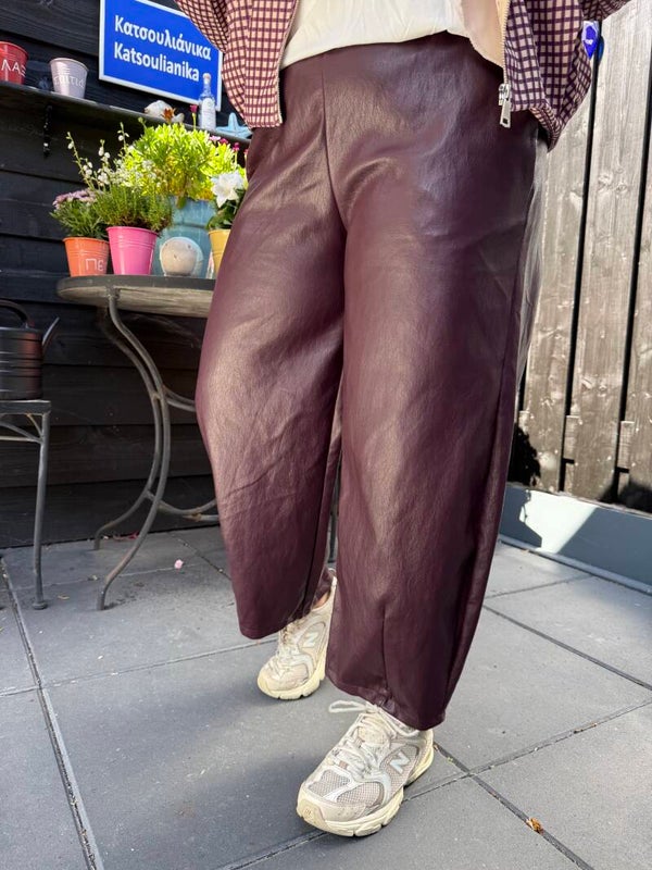 Pu leren balloon broek - Bordeaux
