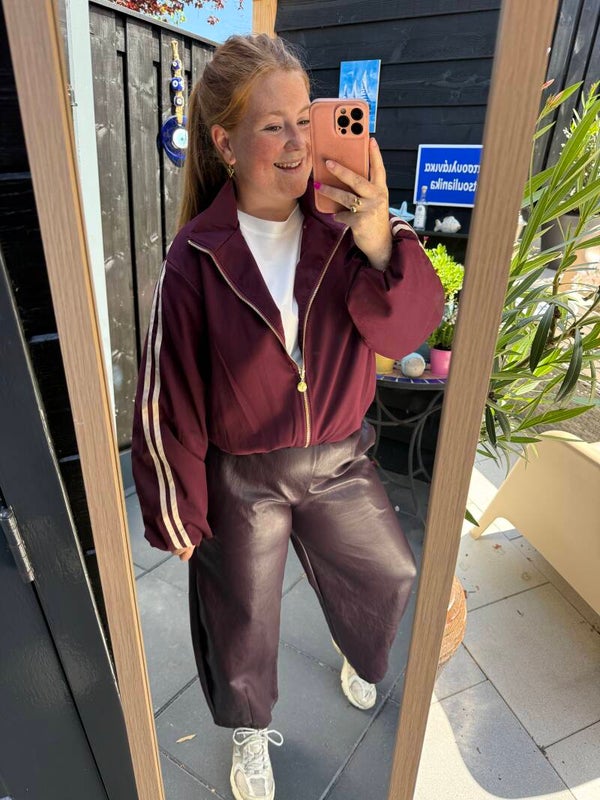 Striped bomber jasje lange mouw - Bordeaux
