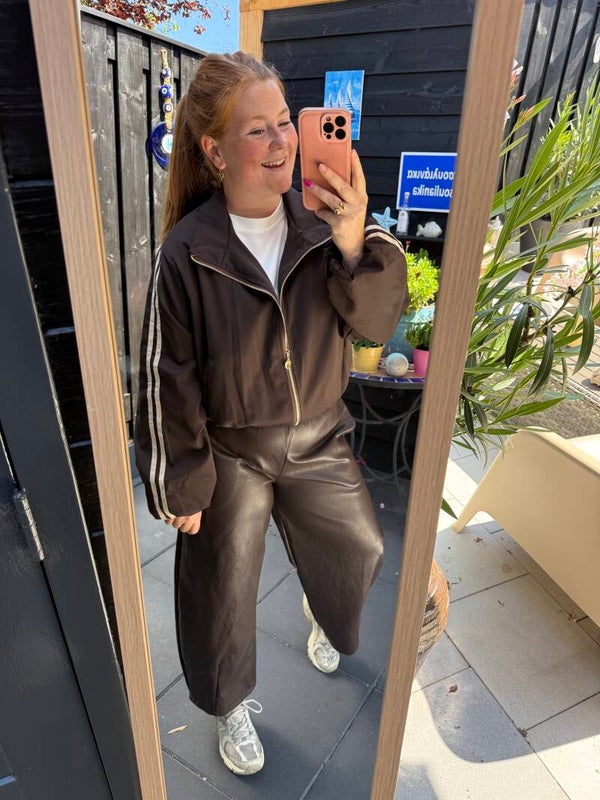 Striped bomber jasje lange mouw - Bruin