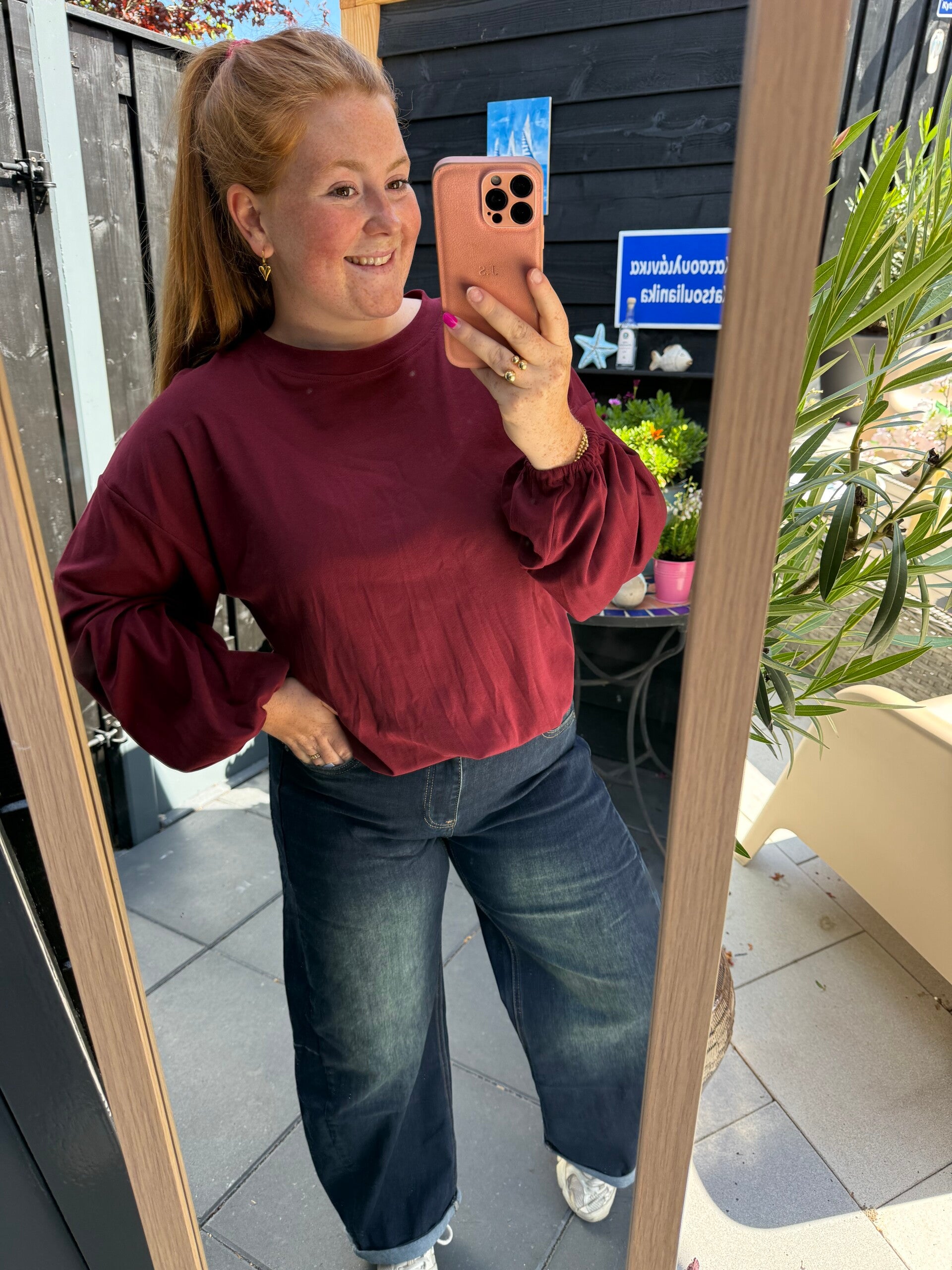 Juul top lange mouw - Bordeaux