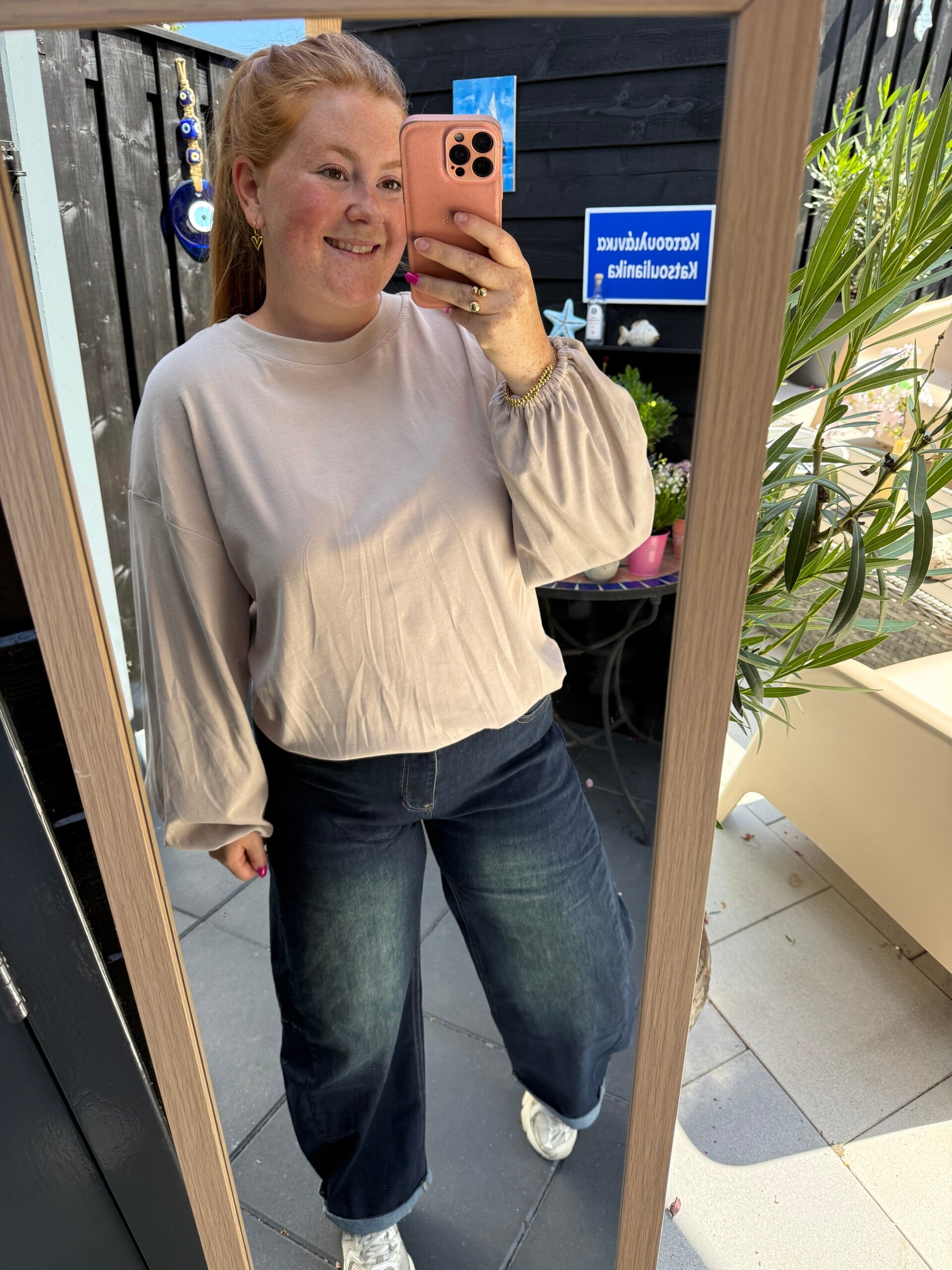Juul top lange mouw - Taupe