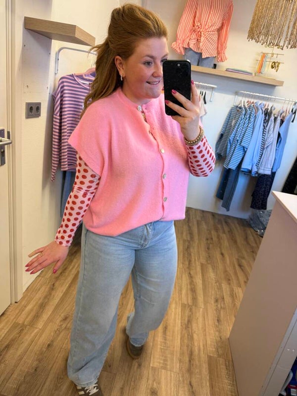 Polka dots mesh top -Roze