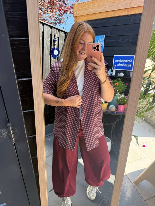 checkered blazer - Bordeaux