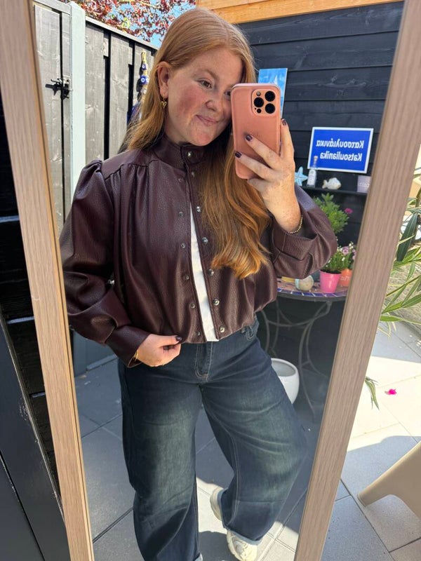 Leren jacket short - Bordeaux