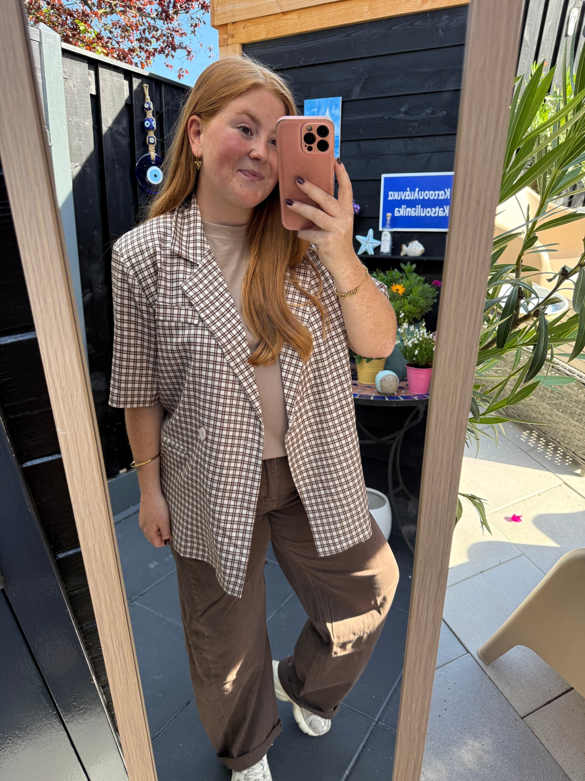 checkered blazer - Beige