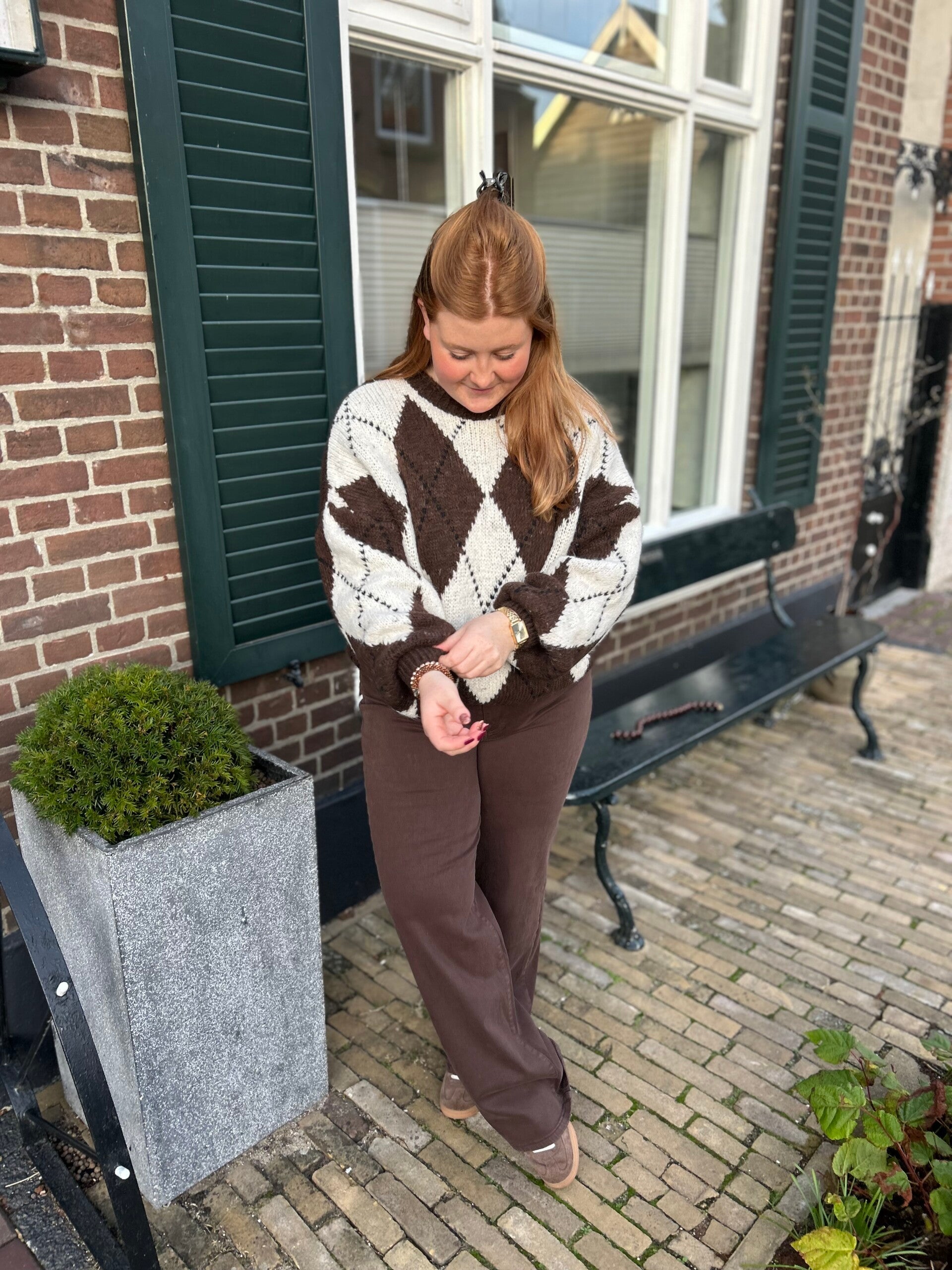 Comfy knit - Ruit bruin