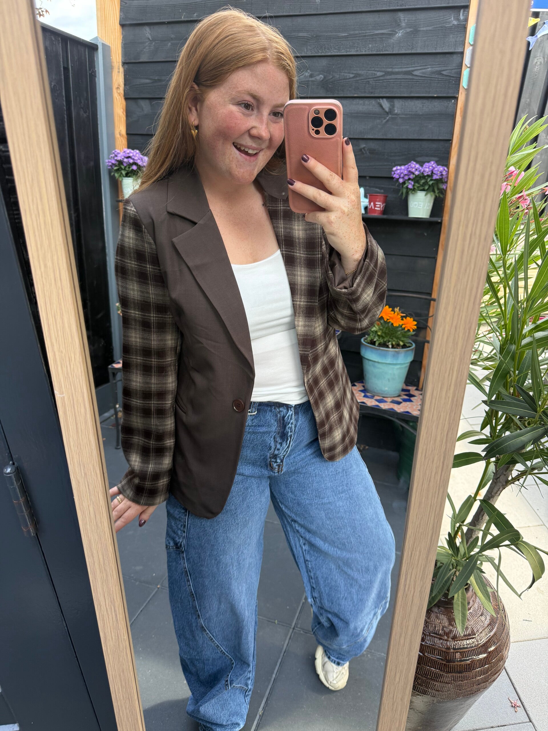 Different blazer ruit - Bruin