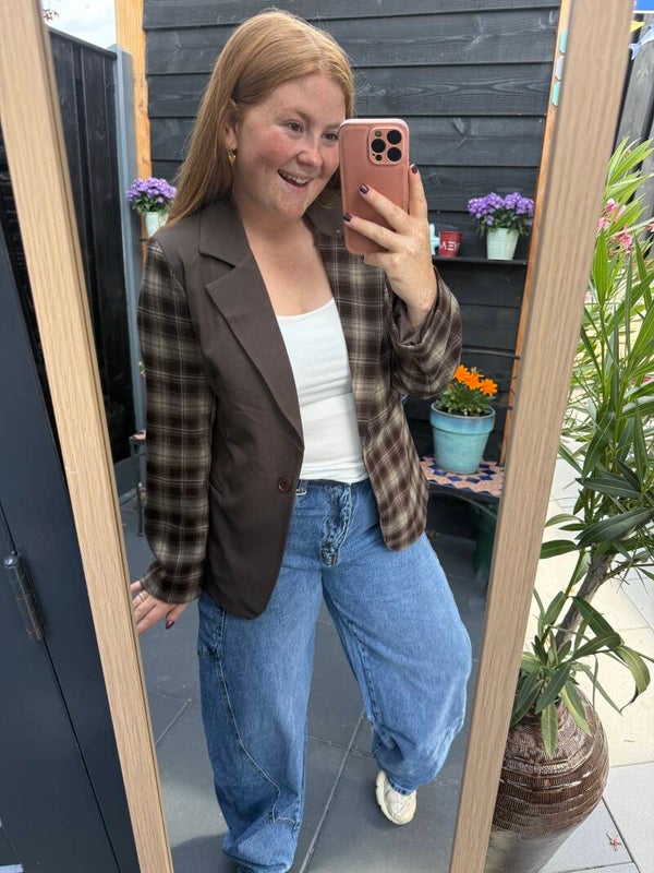 Different blazer ruit - Bruin