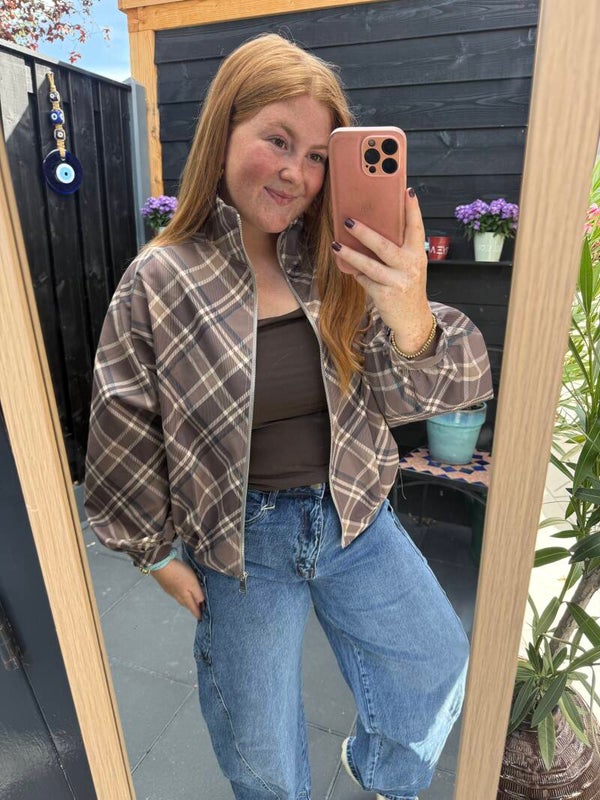 Ruit bomber jasje - Brown navy