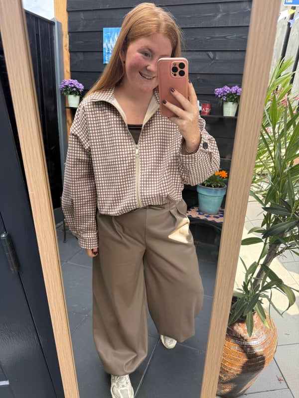 Ruit bomber jasje - Beige