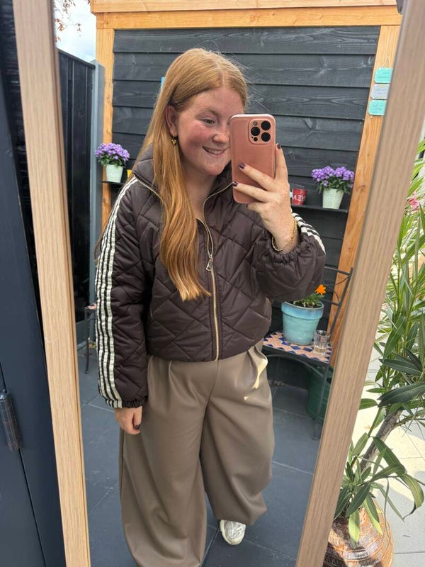 Striped bomber jacket - Brown