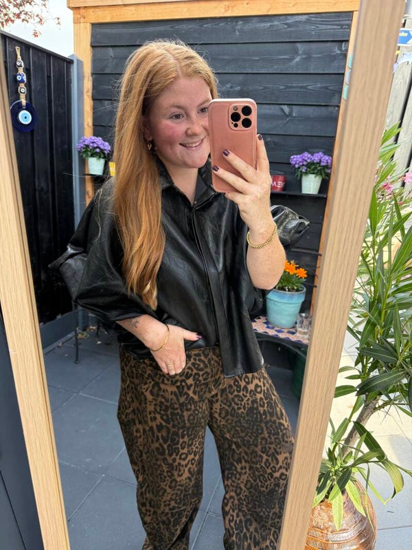 Amaya blouse leer- Zwart