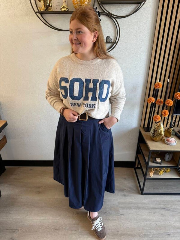 Katoenen rok met riem - Navy