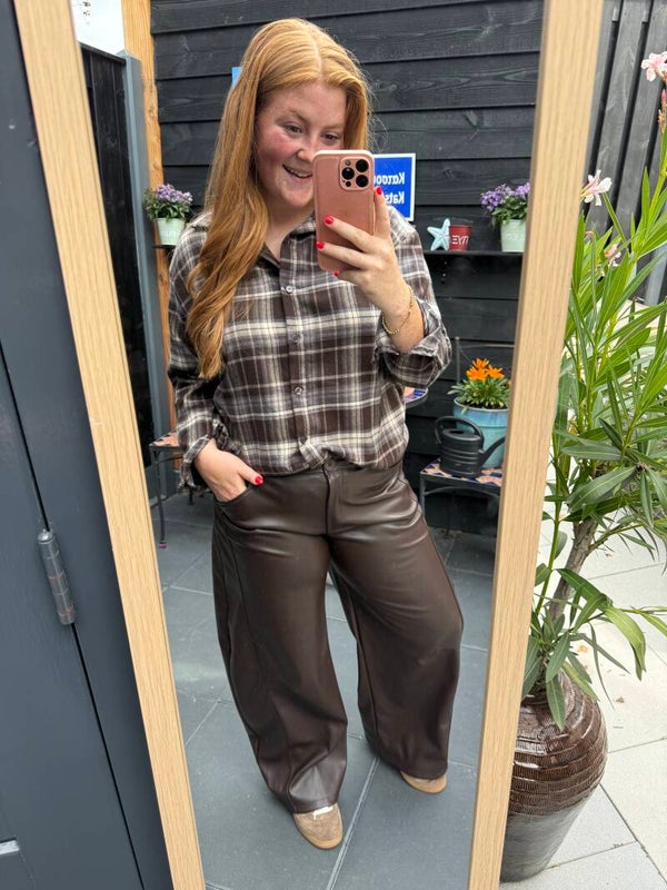 Ruit blouse monica - Brown