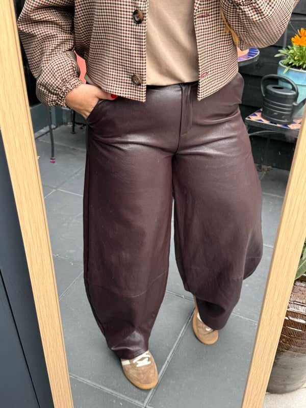 Pu leren barrel broek - Bordeaux