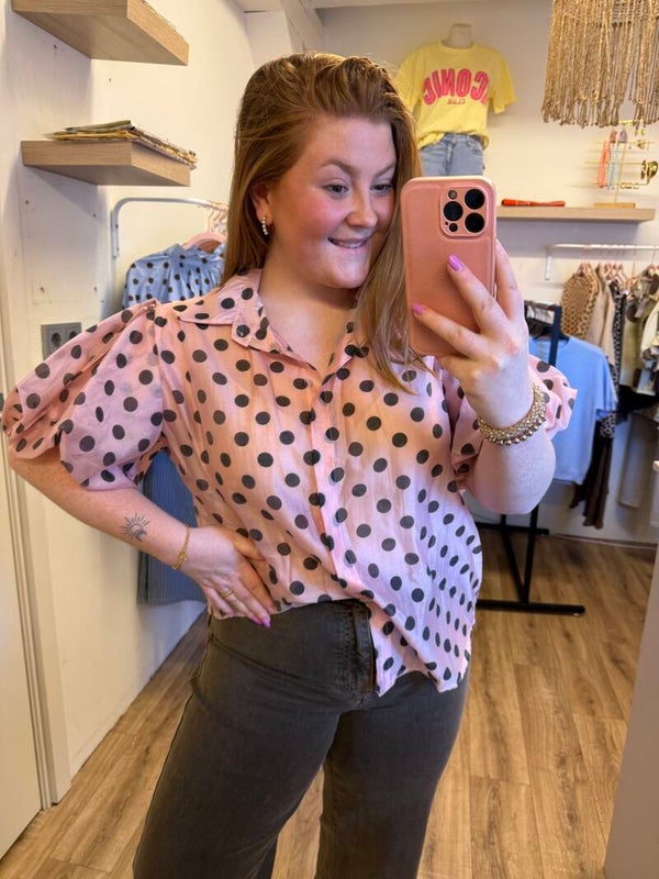 Polka dot blouse - Roze