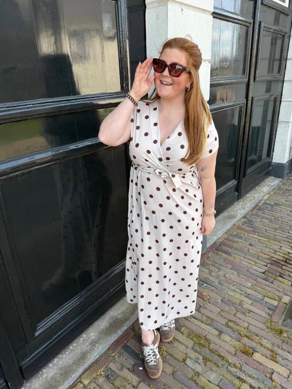Polka dot jurk - Beige