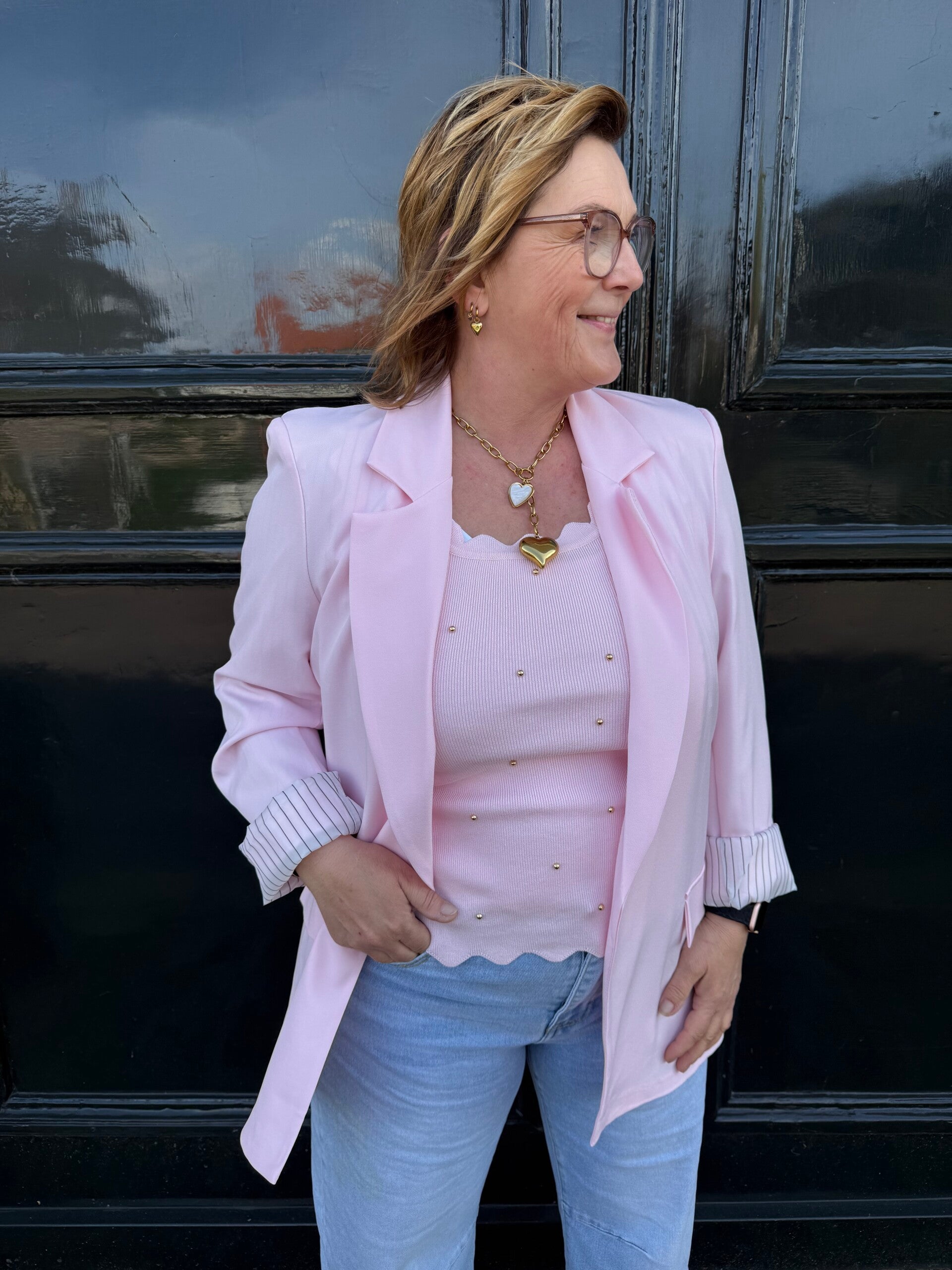 Blazer krijtstreep - Roze