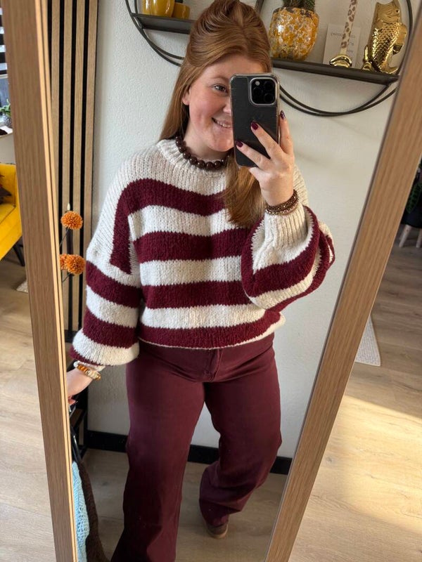 Comfy knit stripe - Bordeaux