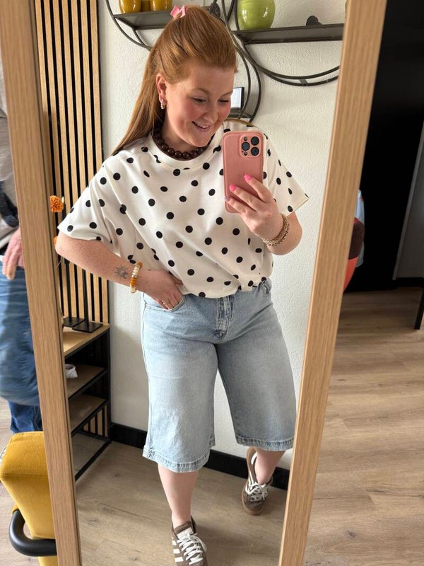 Polka dot top - Wit Zwart