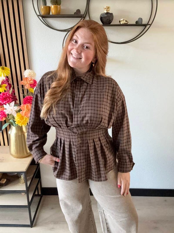 Shaped blouse ruit - Brown