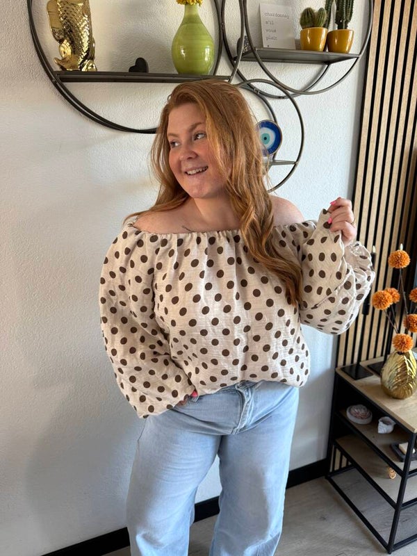 Off the shoulder top - Beige Bruin