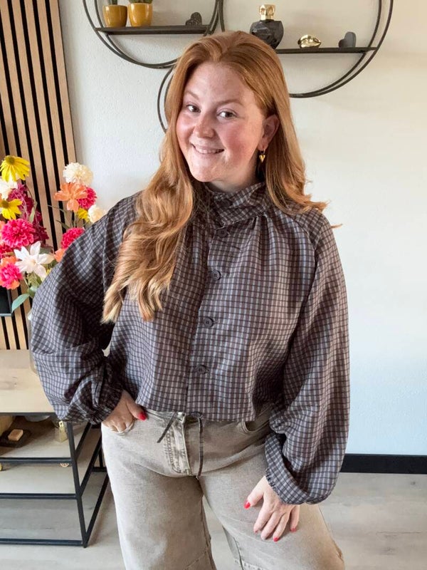 Loes blouse - Brown Navy