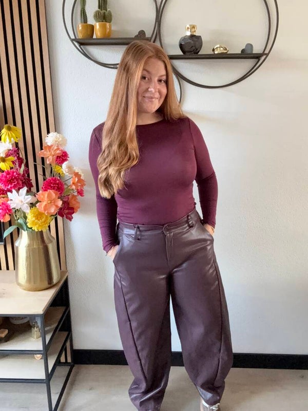 Pu leren barrel broek - Bordeaux