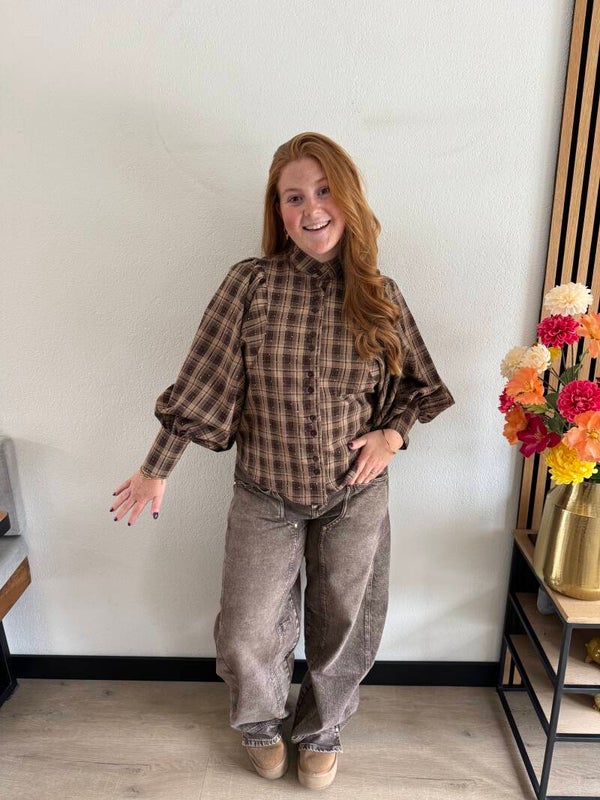 Balloon mouw glitter blouse