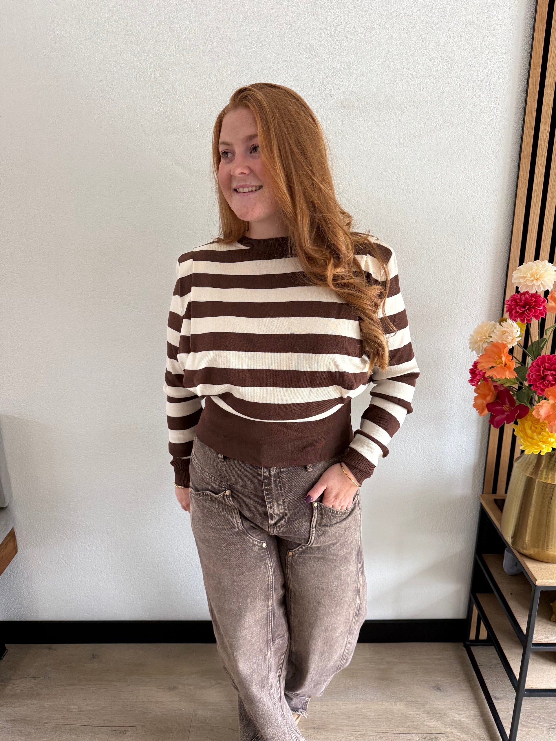 Striped top - Brown White