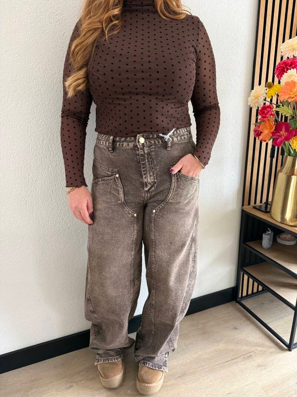 Queen hearts jeans - Washed brown