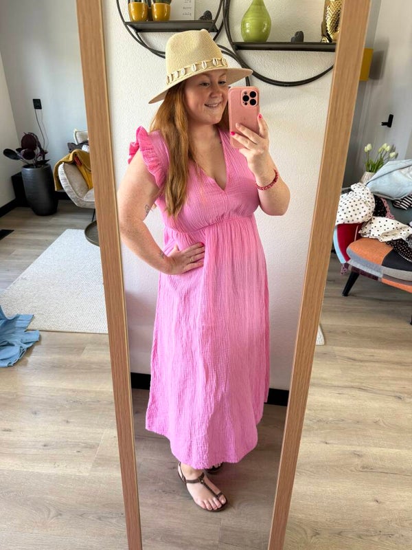 Mousseline jurk steffie - Roze
