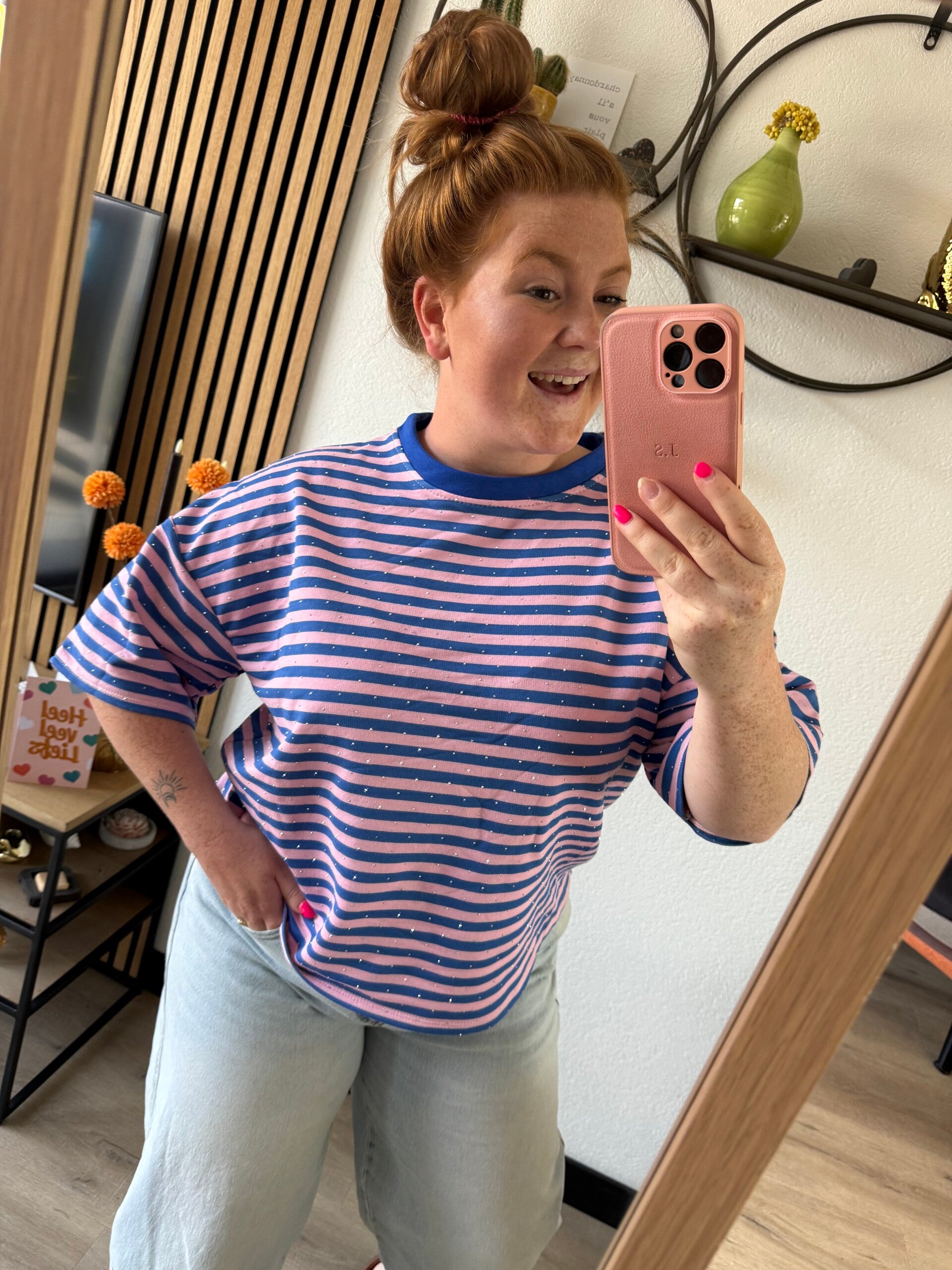 Striped glitter t-shirt - Blauw