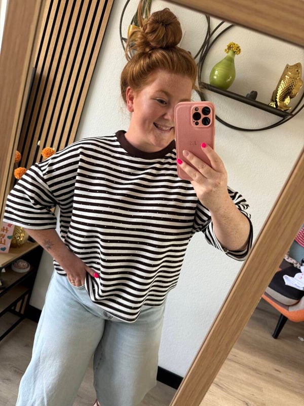 Striped glitter t-shirt - Brown