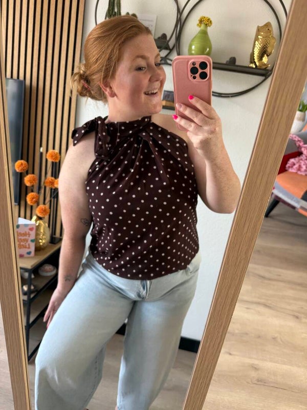 Halter balloon top polka dot - Brown