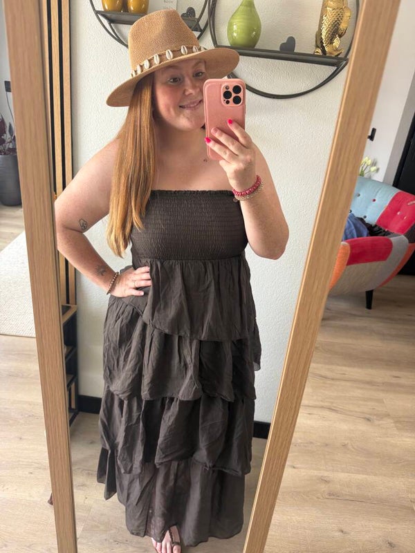 Ruffle dress - Brown