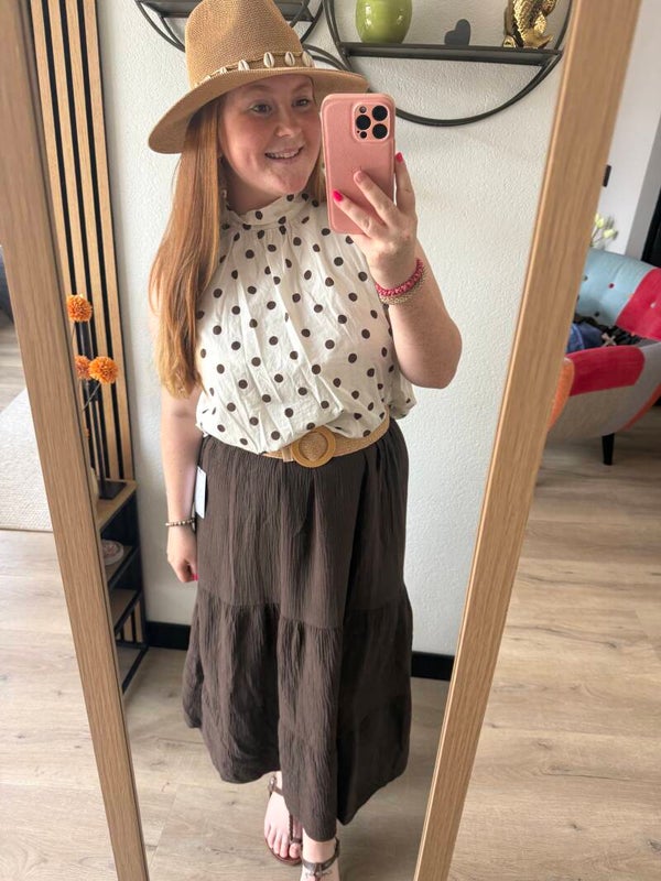 Mousseline rok met riem