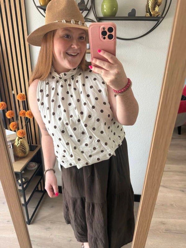 Katoenen halter top - Polka dot