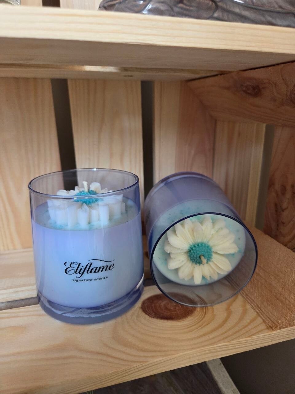 Geurkaars blauw madeliefje
