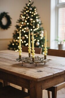 Wreath Candle Holder – Antiqued Gold 38cm Centerpiece | CheshireKatStyle
